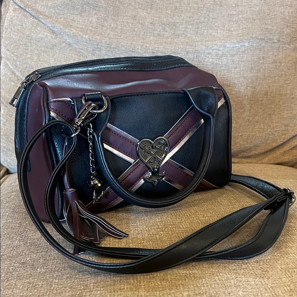 Disney Kingdom Hearts Heartless Black Burgundy Crossbody Bag GameStop Bioworld